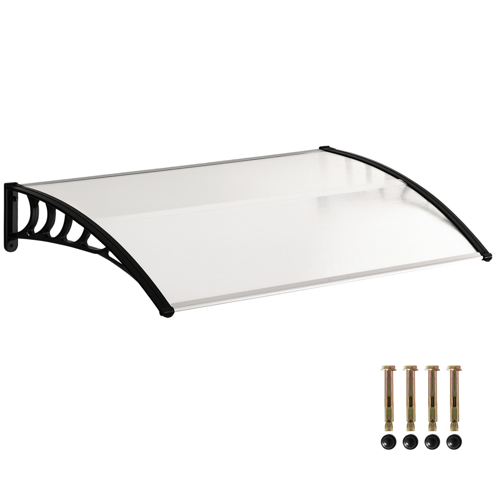 VORDACH DE-14004 Polycarbonat 90/122 cm, UV-Schutz Transparent - Transparent, Kunststoff (89/24/122cm) - ComfortXL