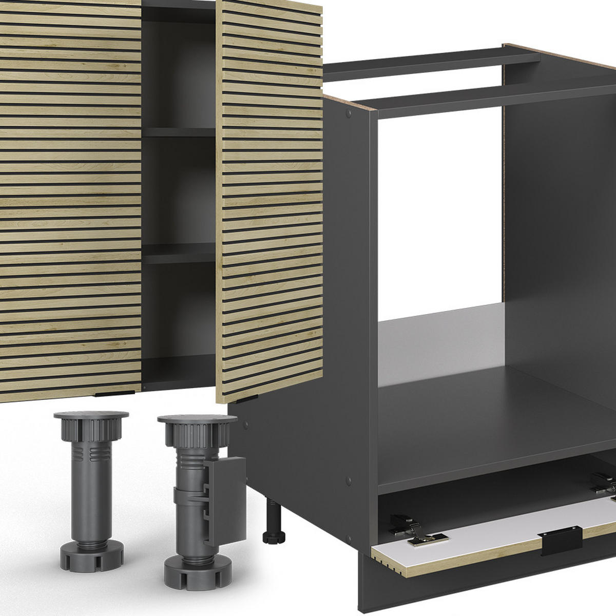 KUCHYŇSKÝ KOUT Fame-Line Dubový panel/antracit - antracitová/barva dubu, kompozitní dřevo (300/81.6/60cm) - Vicco