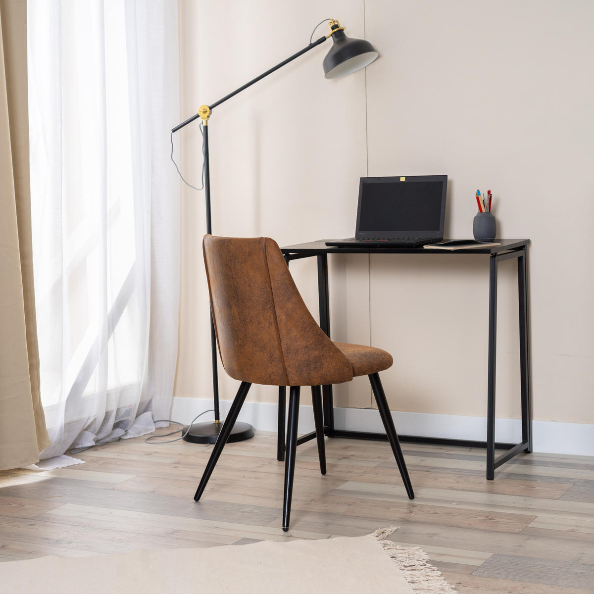 ESSZIMMERSTUHL 4er-Set in Wildlederoptik, Braun - Braun, Metall (52.5/83/49.5cm) - Meubles Cosy