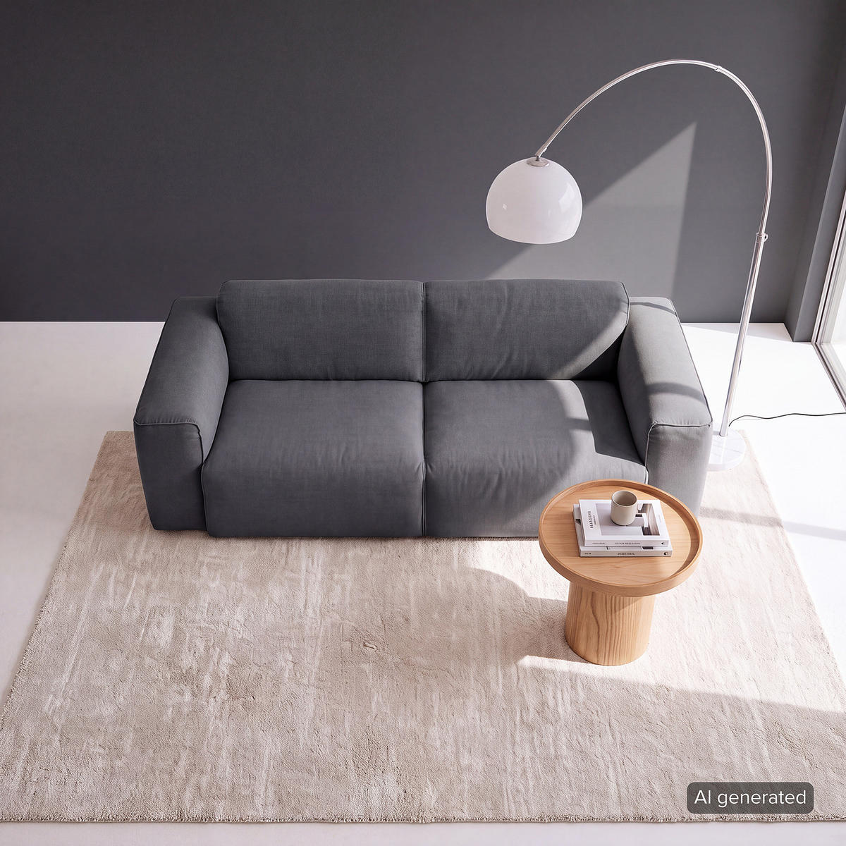 2-SITZER SOFA - Schwarz/Grau, Kunststoff/Textil (220/71/102cm) - home24