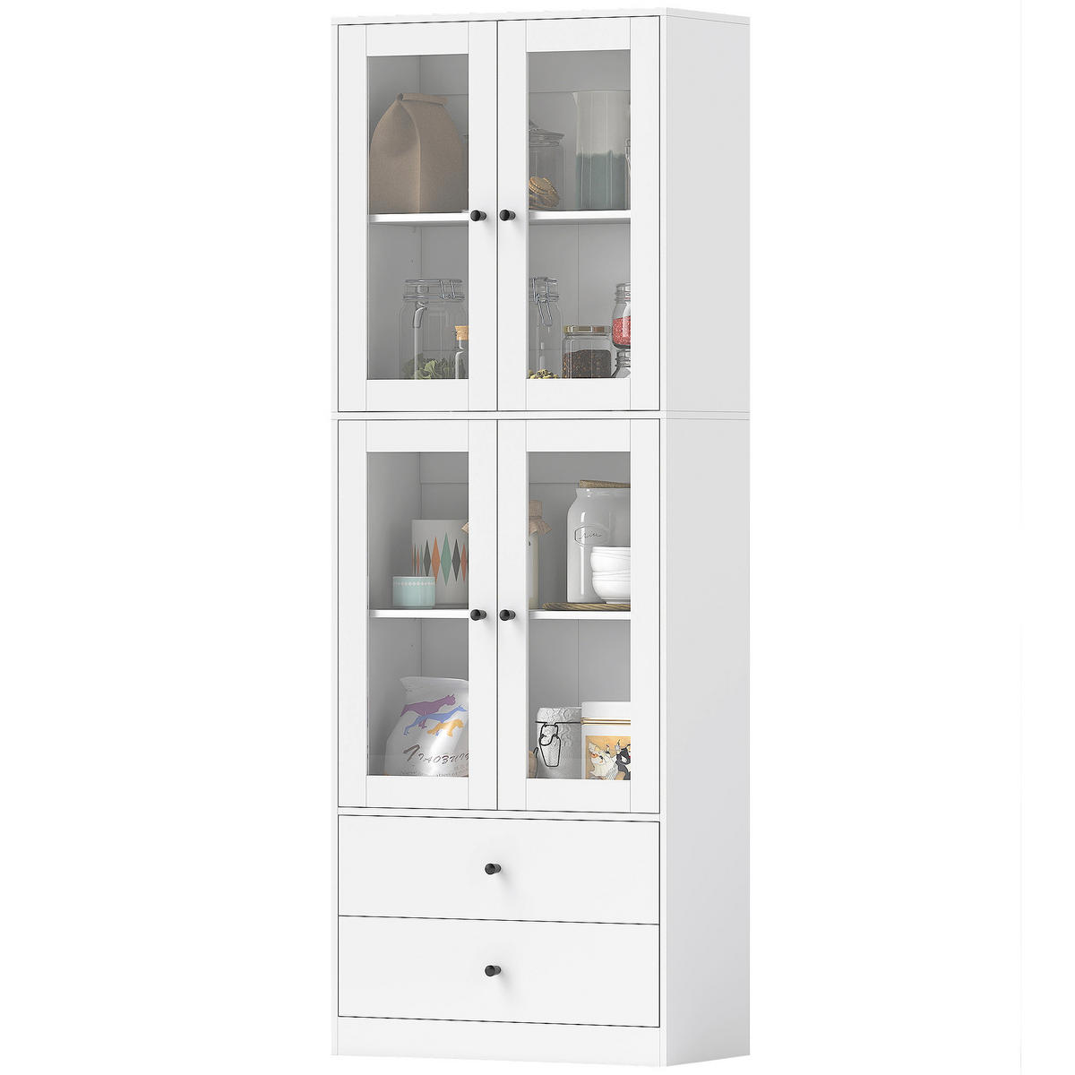 HIGHBOARD DE-11161 Glastüren Weiß Hochglanz - Weiß, Holzwerkstoff (30/170/59cm) - ComfortXL