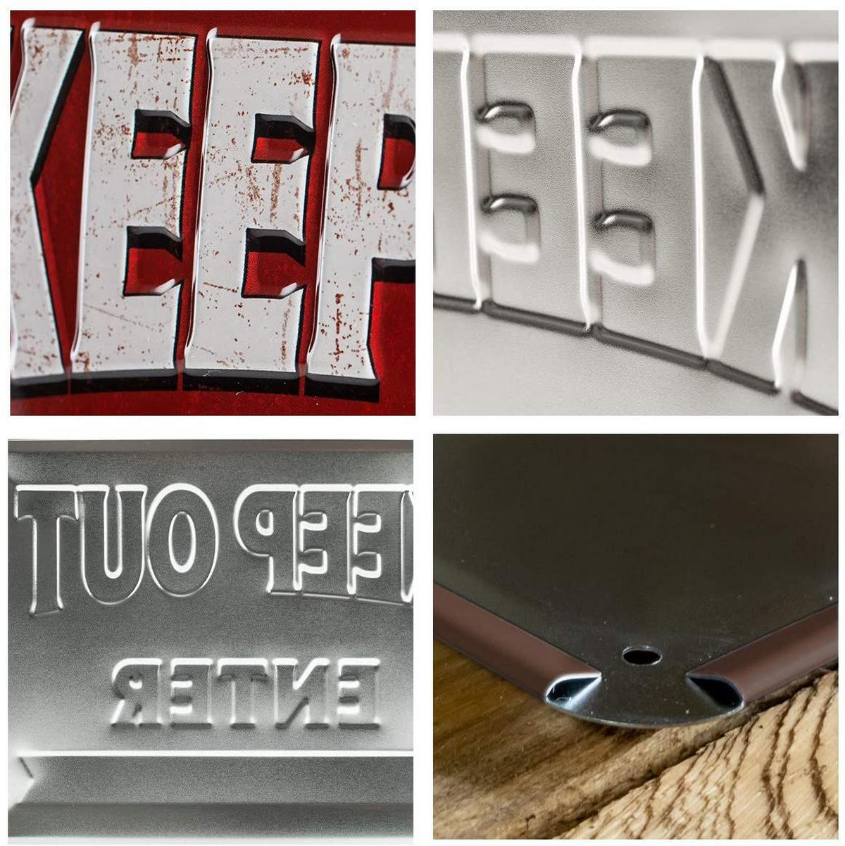 BLECHSCHILD 15/20 cm Achtung Keep Out or Enter - Multicolor, Metall (20/15/0.5cm) - Nostalgic-Art