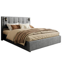 POLSTERBETT 160x200 Grau Samt genietetes Kopfteil - Grau, Metall (160/200cm) - SHOPENTRA