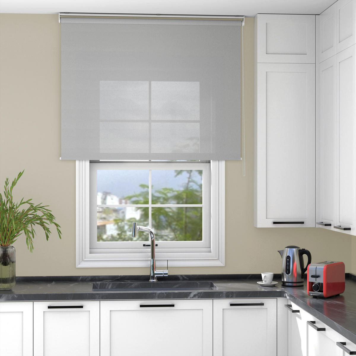 ROLLO blickdicht - Grau, Textil (115/150cm) - Deco-Raum