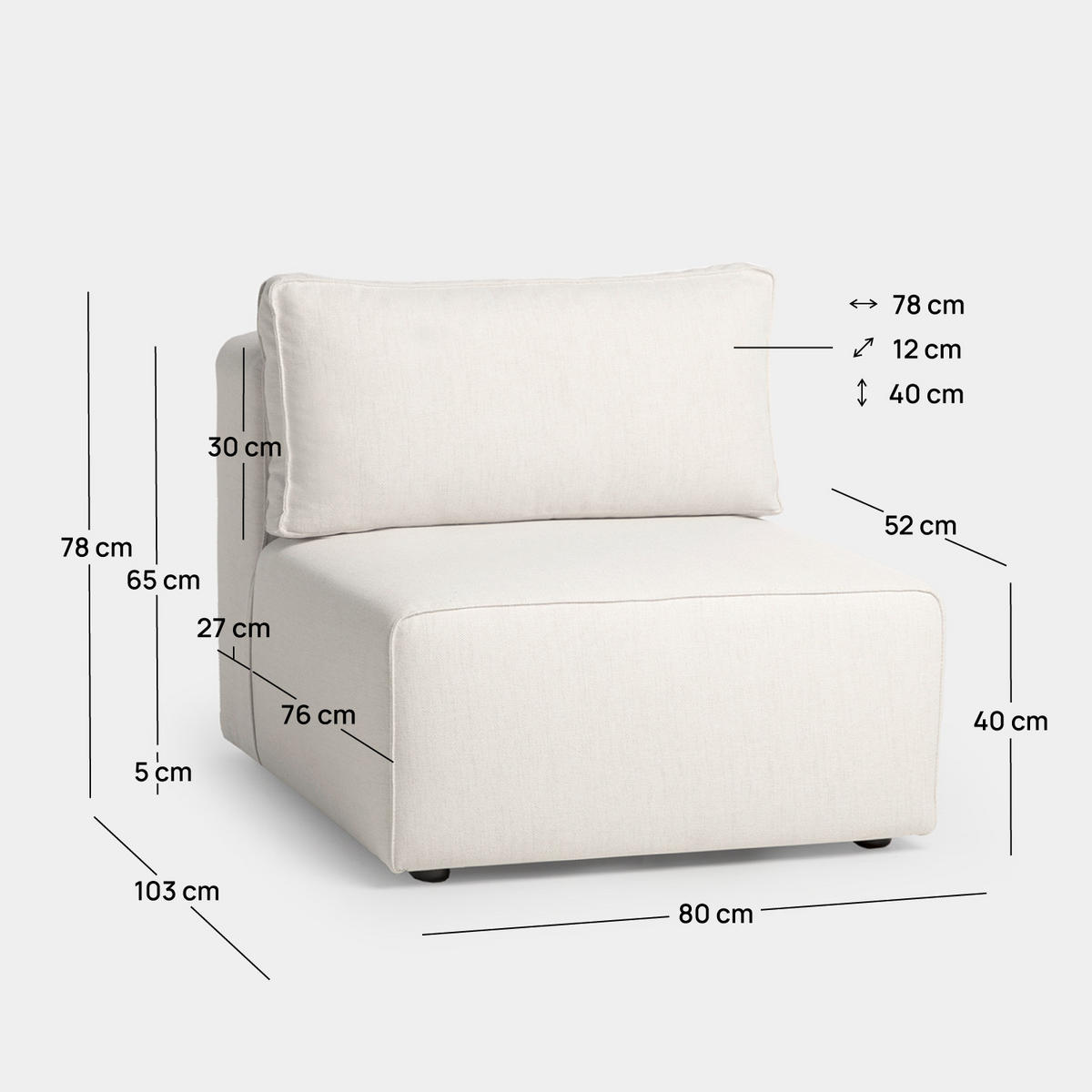 SOFA MODULARES Owen Beige 80 cm x 78 cm - Beige, Textil (80/78/103cm) - Klast Home