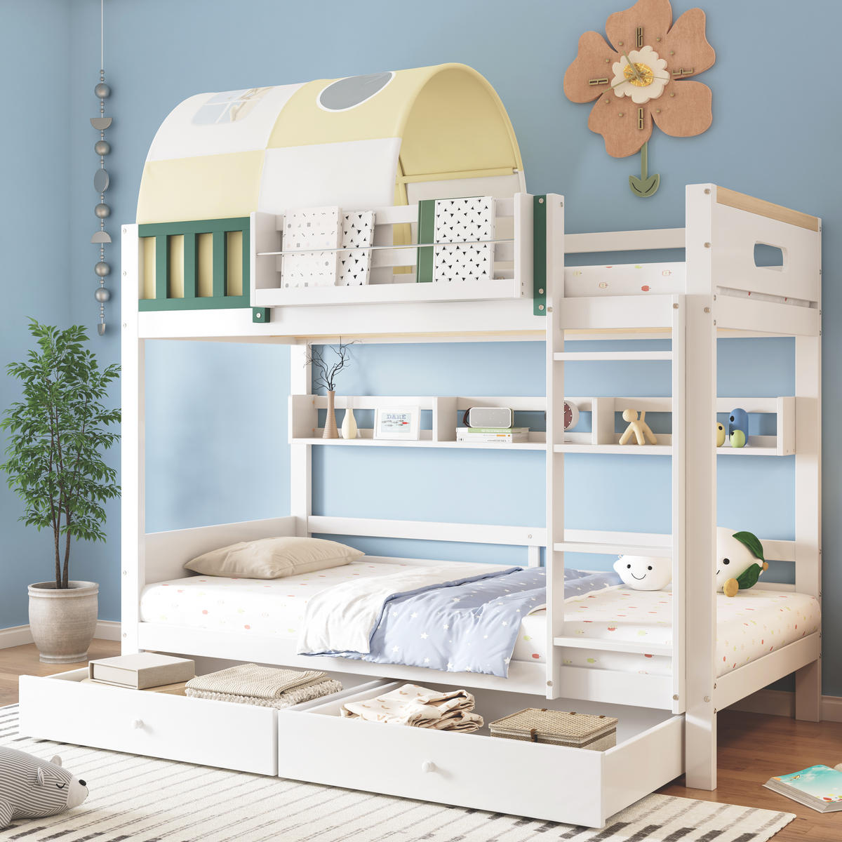 ETAGENBETT 90x200 cm Zelt Schubladen - Gelb, Holz (90/200cm) - LEBENLANG