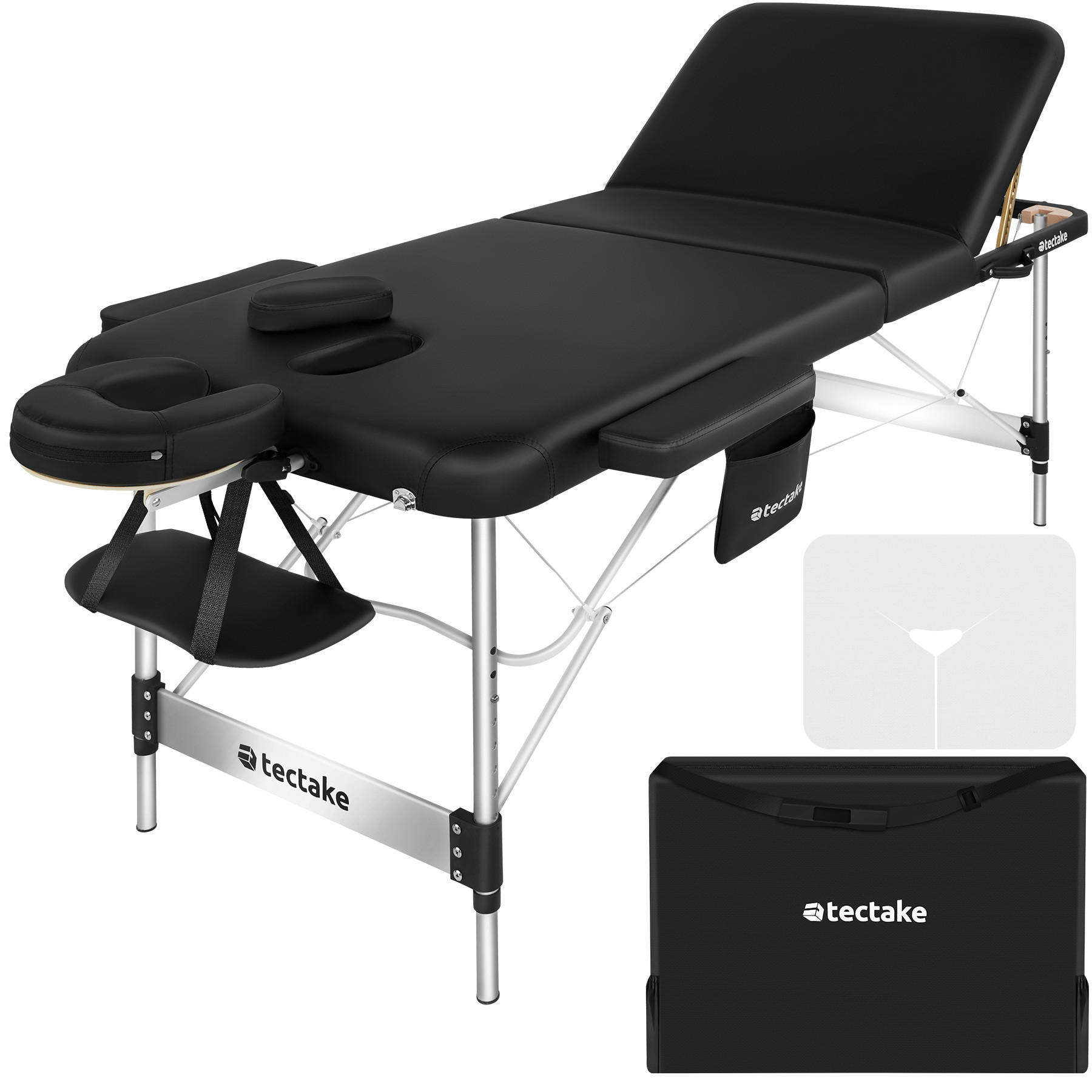 MASSAGELIEGE 3 Zonen Ko Tao,212 x 108 x 90 cm,schwarz - Schwarz, Metall (108/90/212cm) - tectake