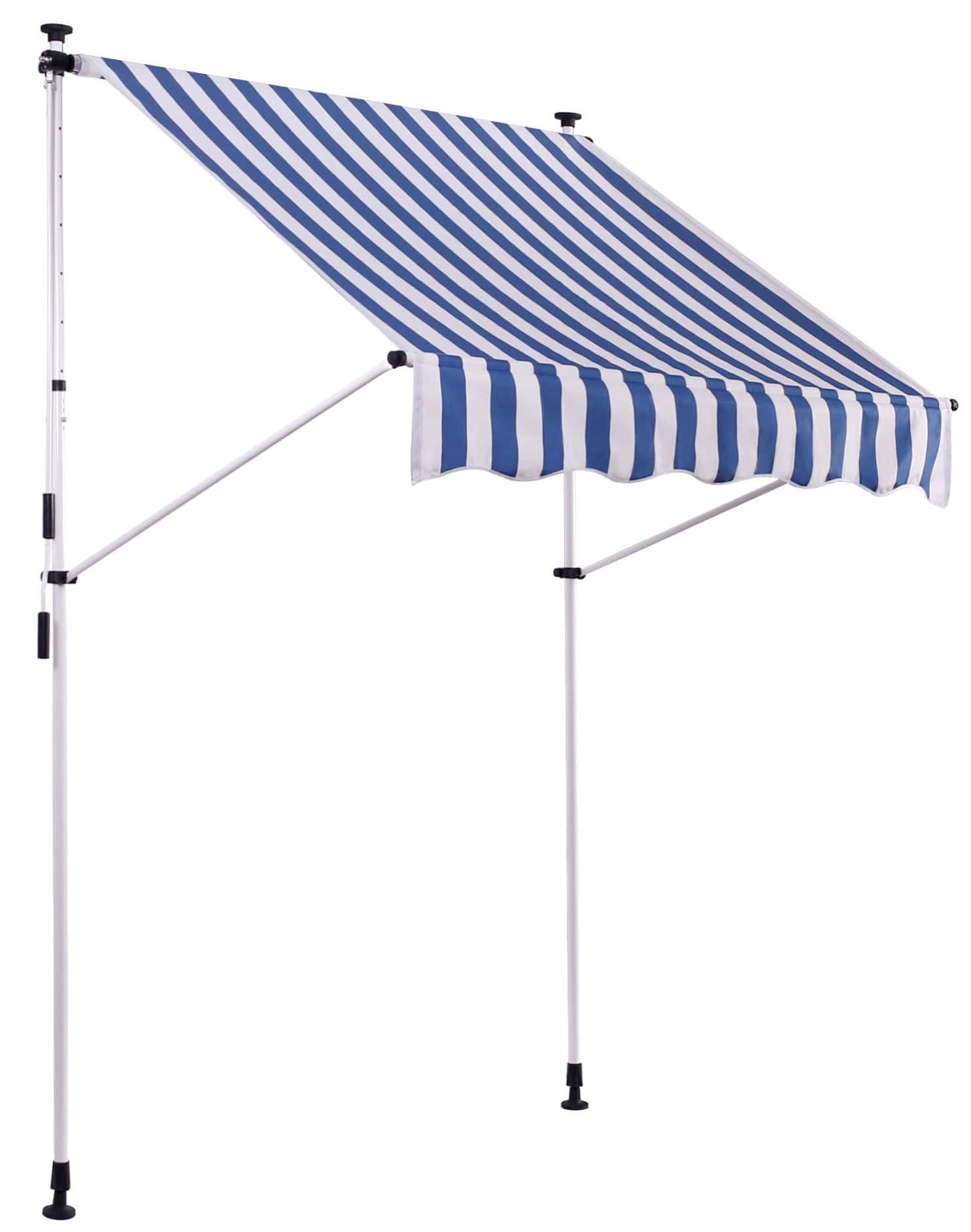 MARKISE Stoff weiß/blau - Blau/Weiß, Textil (350/200/120cm) - CLP