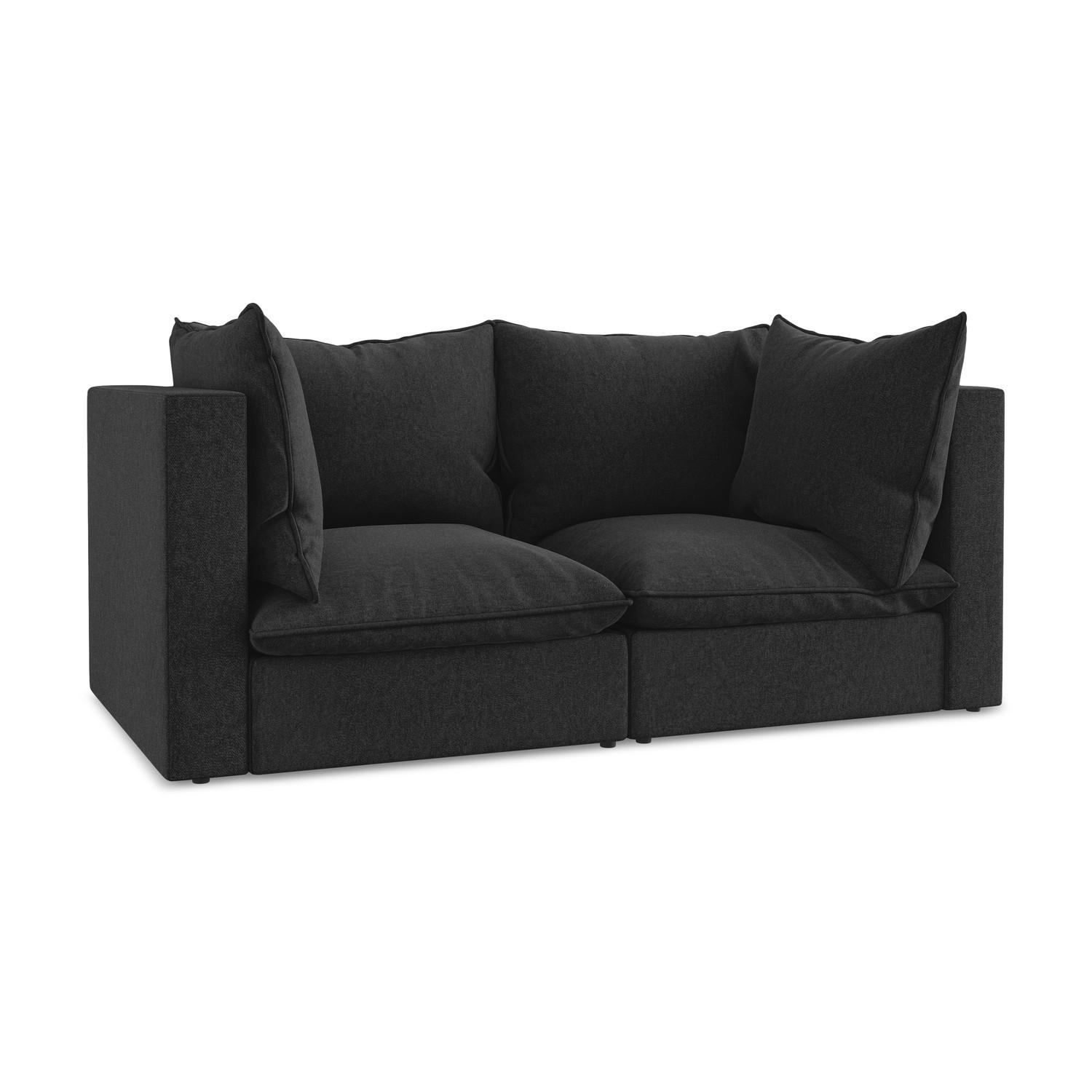 2-SITZER SOFA Samt Stoff Schwarz - Schwarz, Holzwerkstoff/Kunststoff (180/77/90cm) - LaMiaSofa
