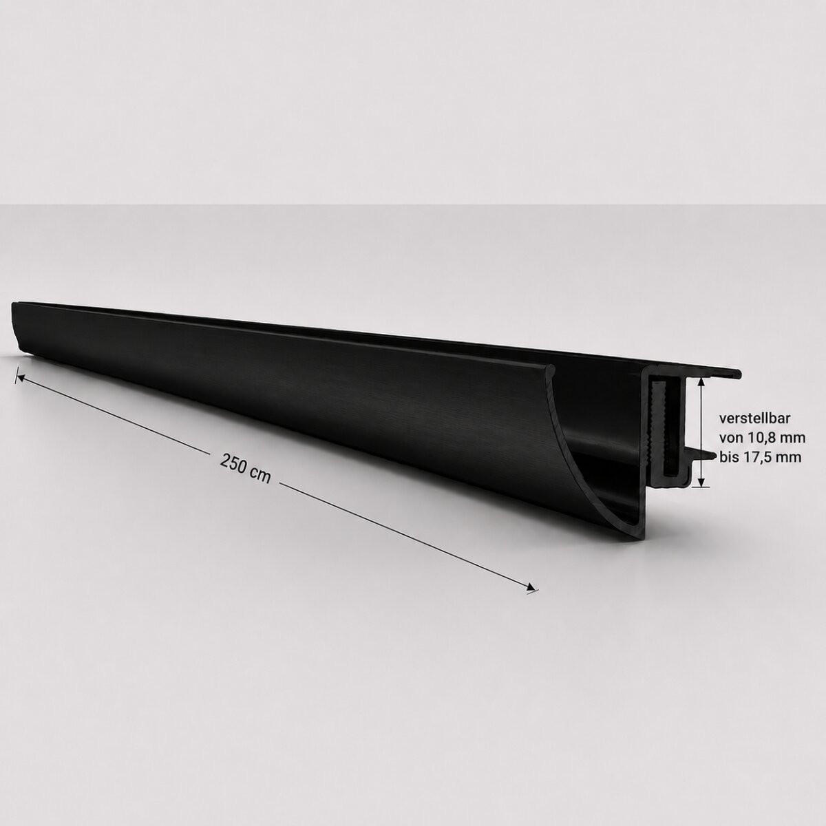 ALUMINIUM-REGENRINNE für Glasvordach 250 cm Schwarz - Schwarz, Metall (5/5/250cm) -  Glaswerk Westfalen