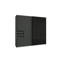 KLEIDERSCHRANK Saigon in Grafit mit einer Türfront in Glas Schwarz – Schwebetürenschrank 2 türig - 225 cm Breite - Grau, Holzwerkstoff (80/200/120cm)