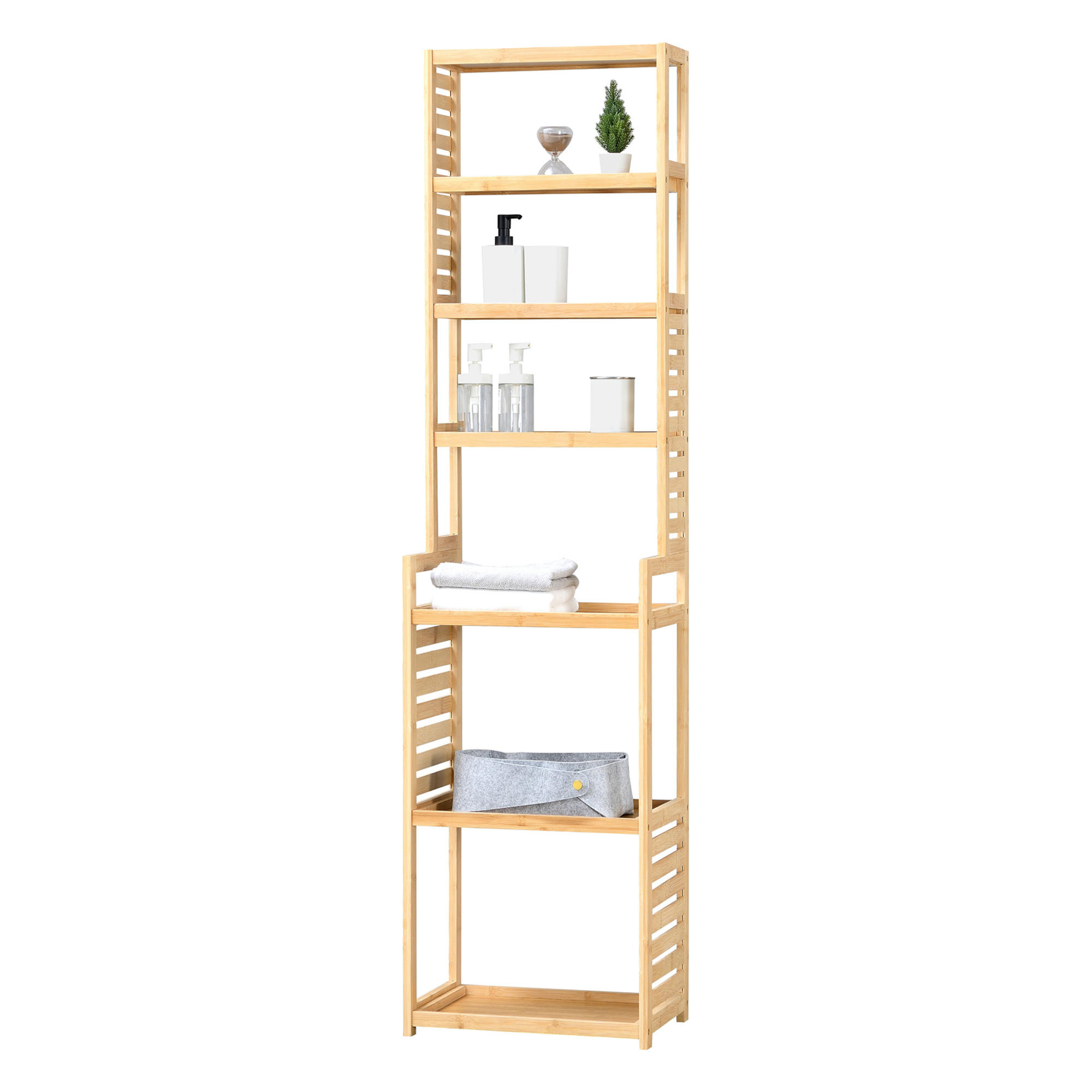 BADEZIMMERREGAL Forssa - Naturfarben, Holz (42/165/28cm) - [en.casa]