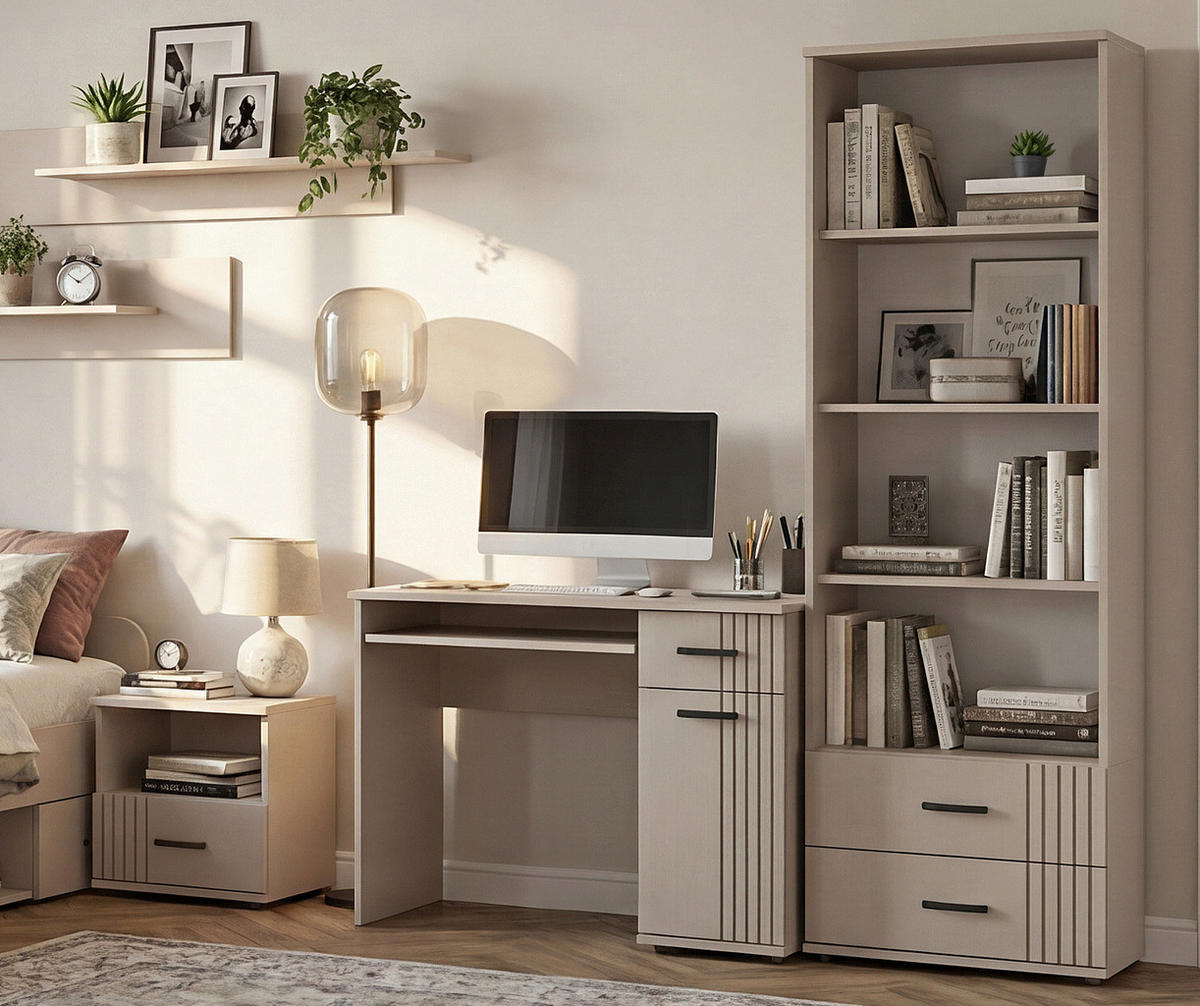 BÜCHERREGAL Kaschmir 59 x 175 cm, Standregal in modernem Design - Kaschmir/Schwarz, Holzwerkstoff/Kunststoff (59/175/30cm) - Inn.Furn