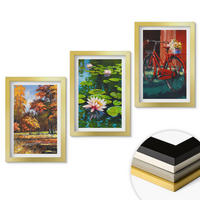 WANDBILDER 3er Set - 20x30 cm Goldrahmen - Herbstfarbene Lilienterrasse - Goldfarben, Kunststoff (20/30cm) - ArtPrintCave
