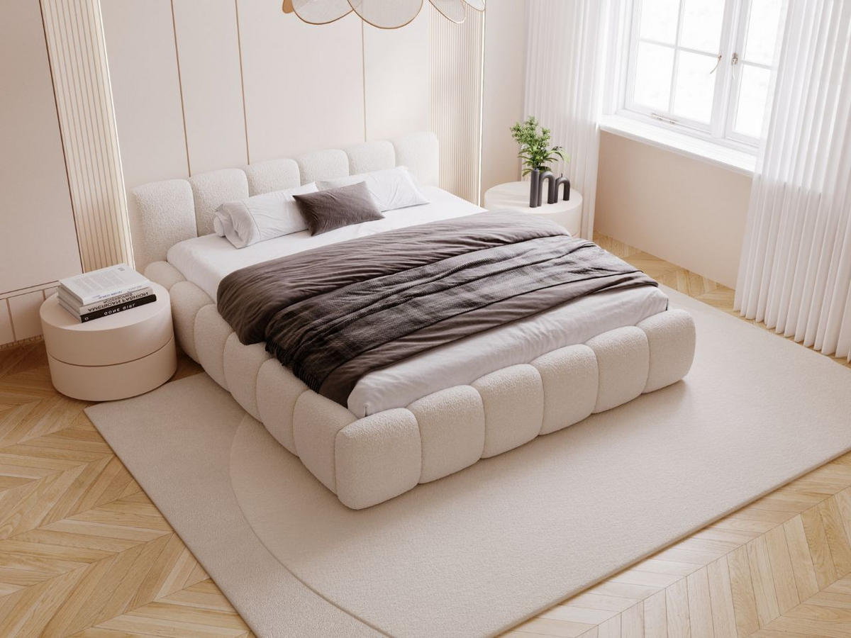 POLSTERBETT Cloud Low 180x200 Bouclé-Stoff Beige - Beige, Textil (180/200cm) - Graingold