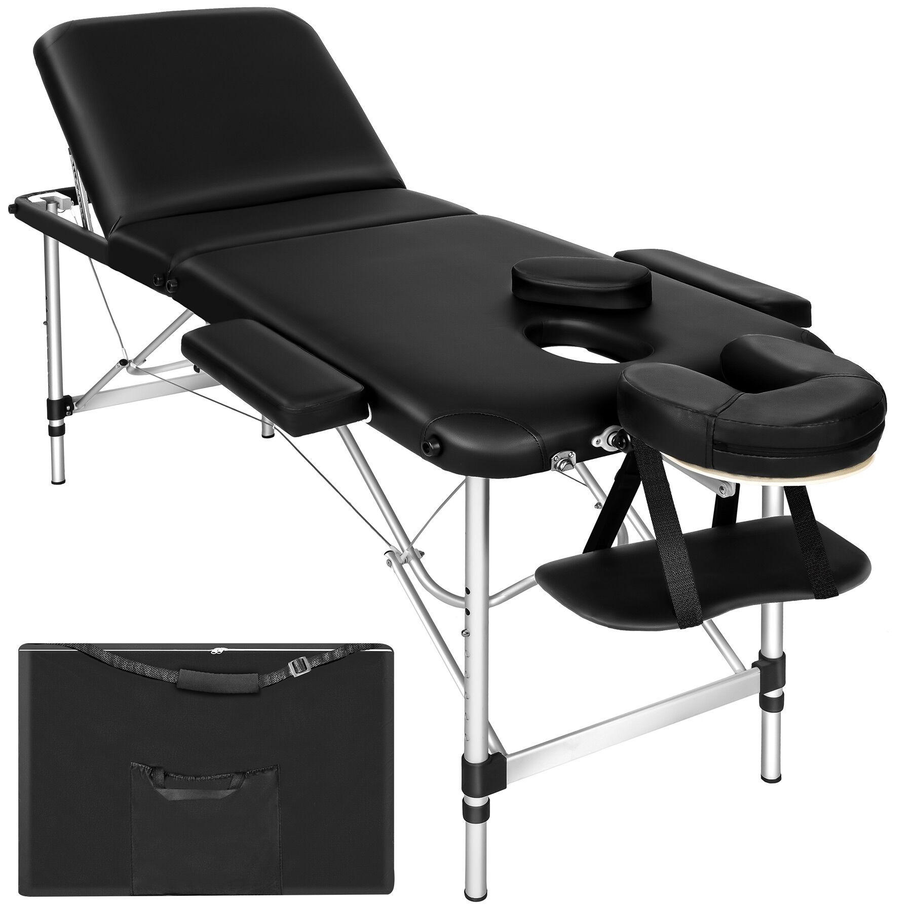 MASSAGELIEGE 3 Zonen, 210 x 95 x 90 cm,schwarz - Schwarz, Metall (61/68/180cm) - tectake