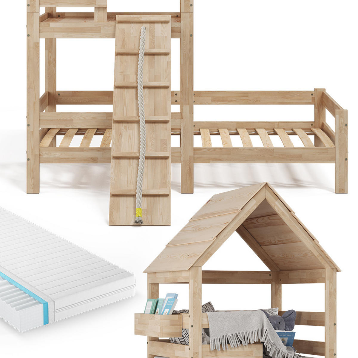 DOMÁCA POSTEĽ Teddy Hnedá - prírodná farba, drevo (90/200cm) - VitaliSpa