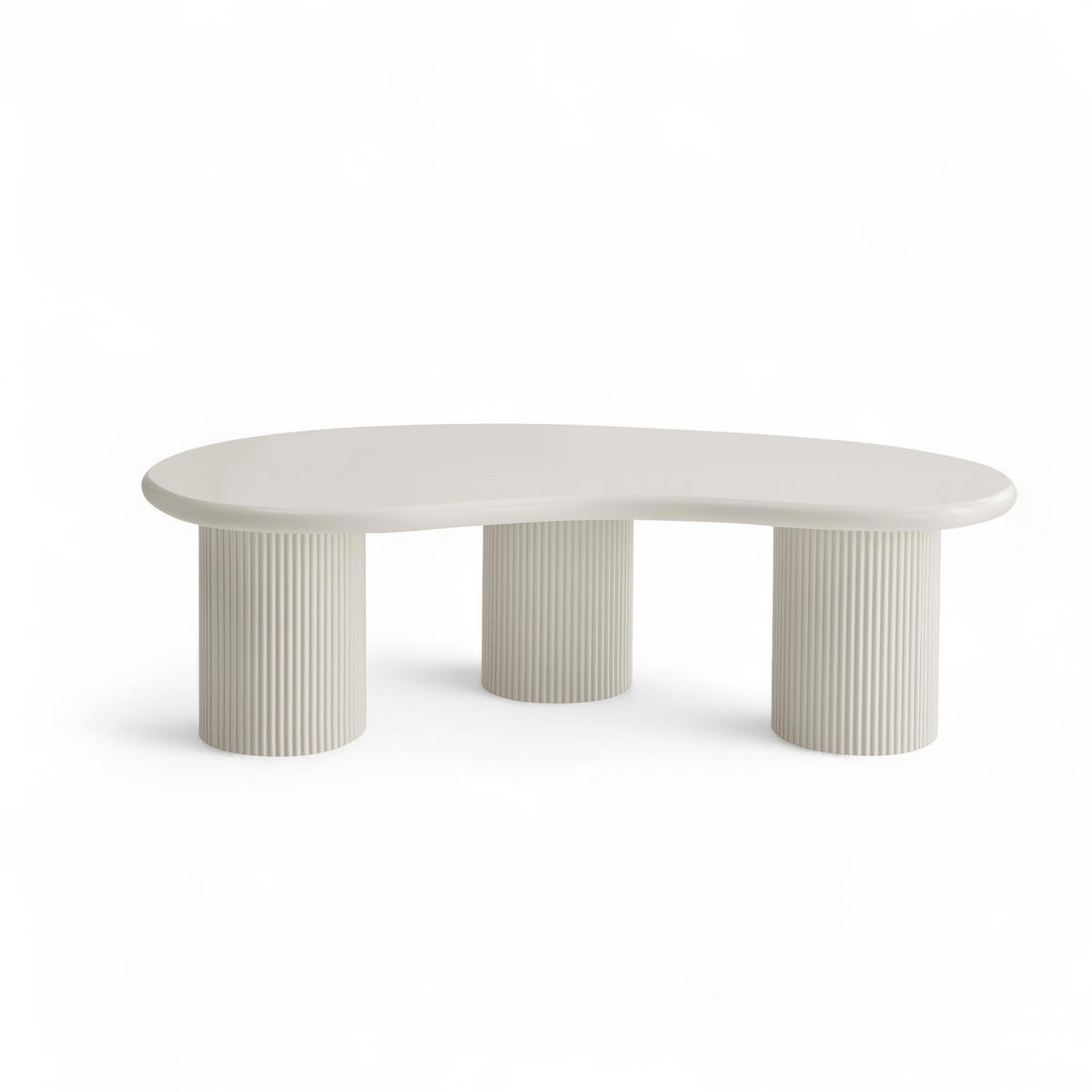 COUCHTISCH nierenform Cremeweiß 130/70/40 cm - Weiß, Holzwerkstoff (130/70/40cm) - Furnhouse