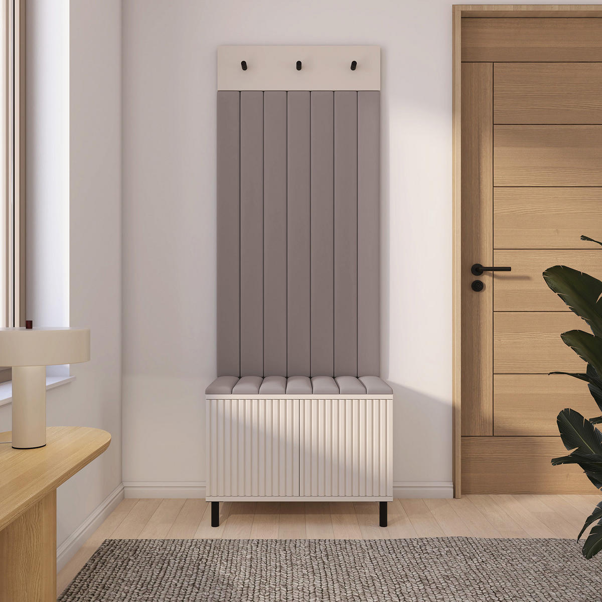 GARDEROBE Ritmo version 6 mit POLSTERPANEELEN Braun - Beige/Braun, Holzwerkstoff (70/195/40cm) - Jerpax