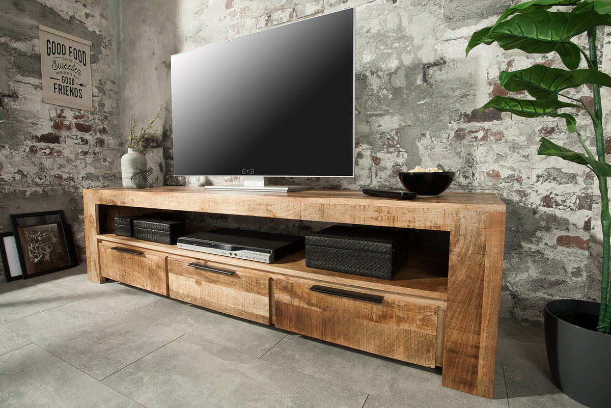 LOWBOARD IRON CRAFT Mango Natur 170 cm - Naturfarben, Holz/Metall (170/45/45cm) - riess-ambiente