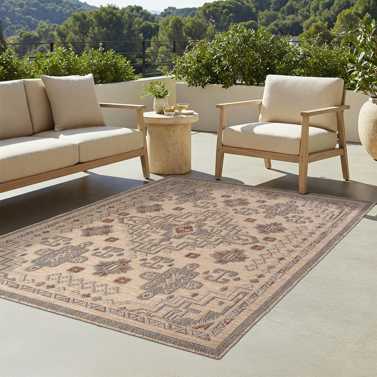 TEPPICH YUCANA Beige Outdoor Flachgewebe 120/170 cm - Beige, Textil (120/170cm) - Tapiso