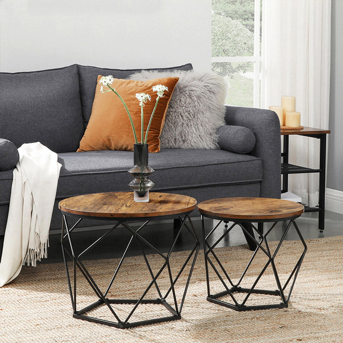 COUCHTISCH 2ER-SET - Braun, Holzwerkstoff (50/50/40cm) - Hansiro