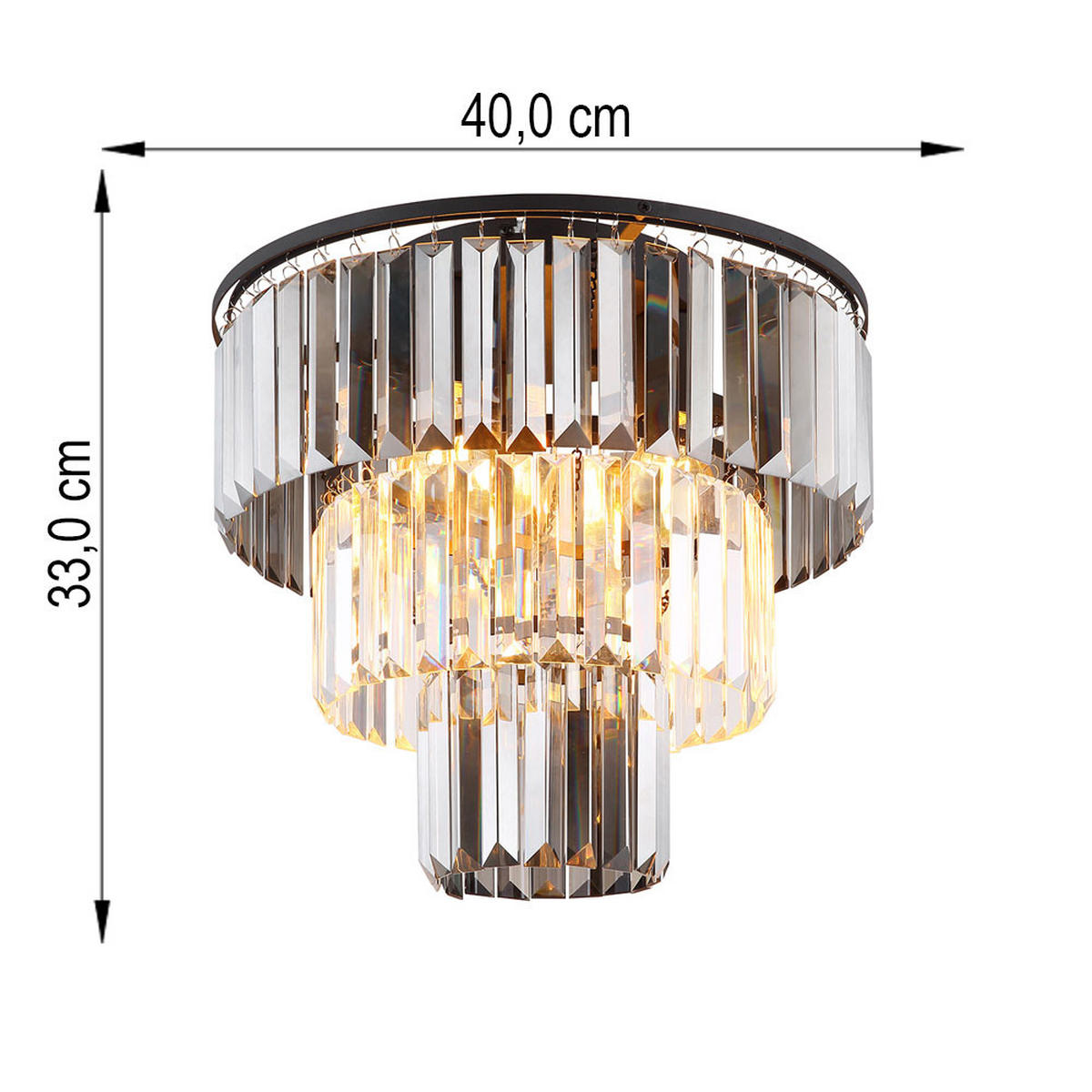 LED DECKENLEUCHTE Kristalle Glas Schwarz - Schwarz, Glas (40/40/33cm) - Globo Lighting