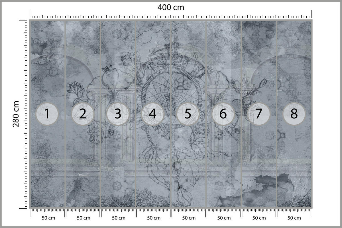 FOTOTAPETE für Schlafzimmer Traumfänger Vintage Säulen 400x280 - Grau, Papier (400/280cm) - Muralo