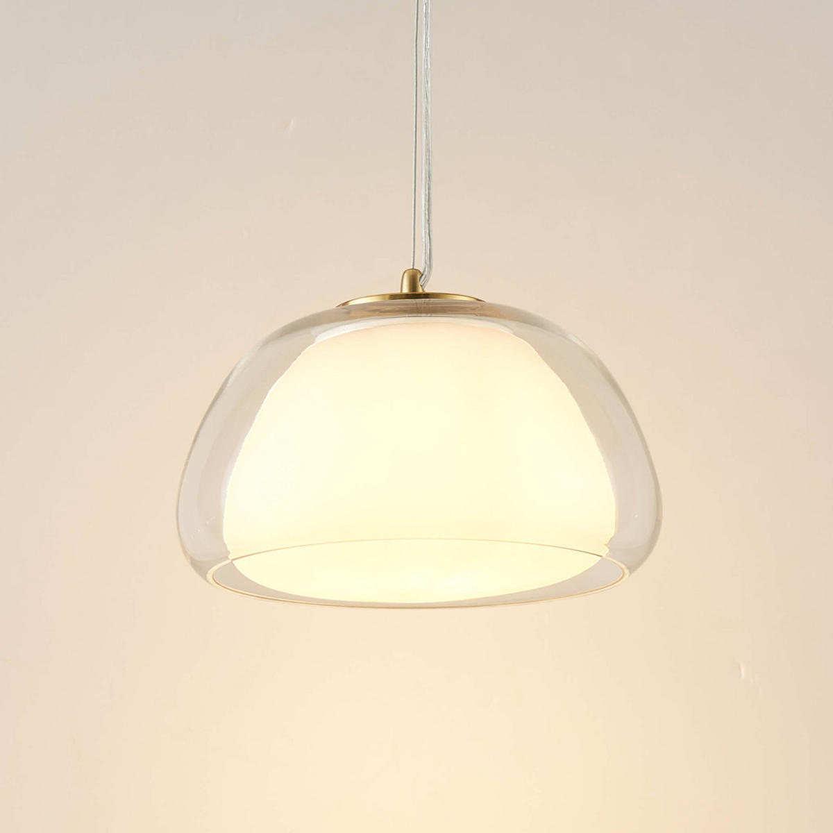 HÄNGELEUCHTE Lomelia, Transparent und weiß, 15cm - Transparent, Glas (15/25/15cm) - KOSILUM