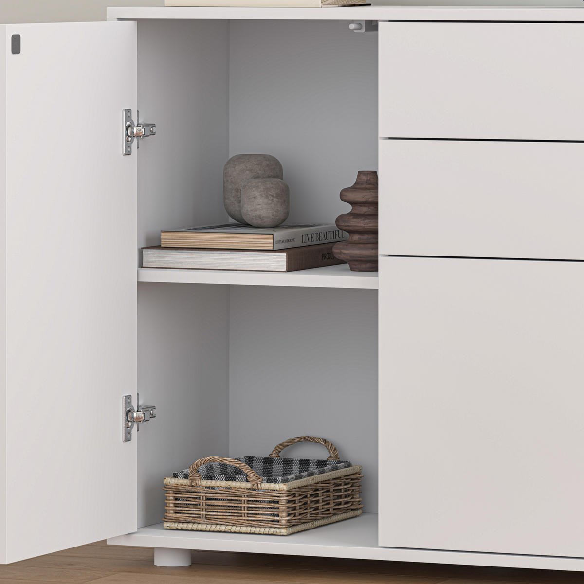KOMODA Paarl 2dveřová - bílá, kompozitní dřevo (79/74/36cm) - [en.casa]