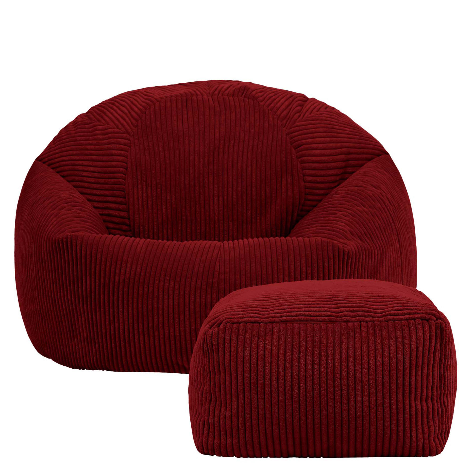 SITZSACK Klassisch + Hocker, Cord - Bordeaux, Kunststoff/Textil (85/50/85cm) - icon