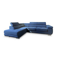 ECKSOFA APIRO L-S Blau Kordstoff mit Schlaffunktion - Blau, Holz (276/202cm) - MASSENO