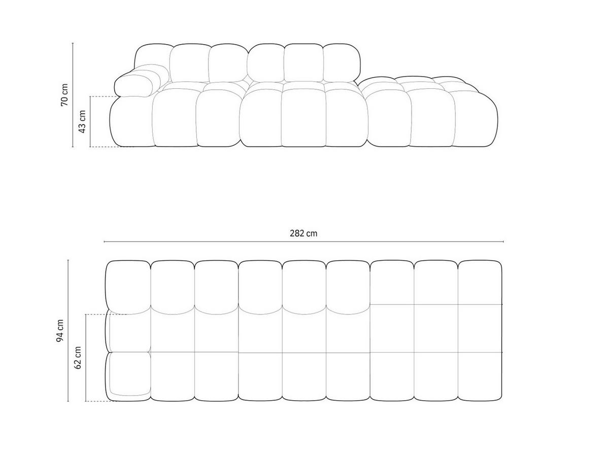 SOFA modular rechts Bellis aus 3D-Stoff braun 4 Sitzplätze - Braun, Textil (282/70/94cm) - Micadoni