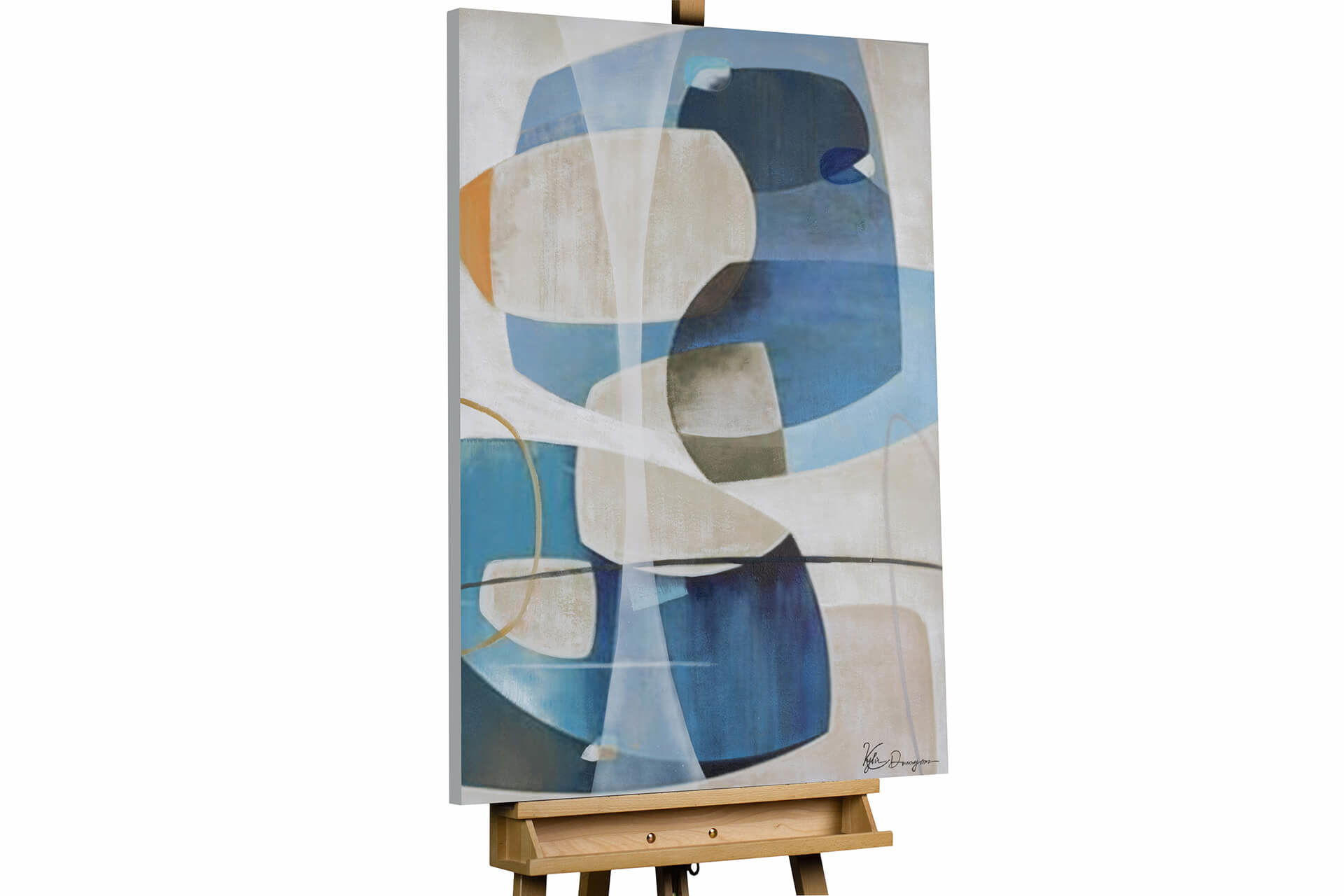 ACRYLBILD HANDGEMALT 75/100 cm - Blau/Grau, Holz/Textil (1.8/100cm) - KUNSTLOFT