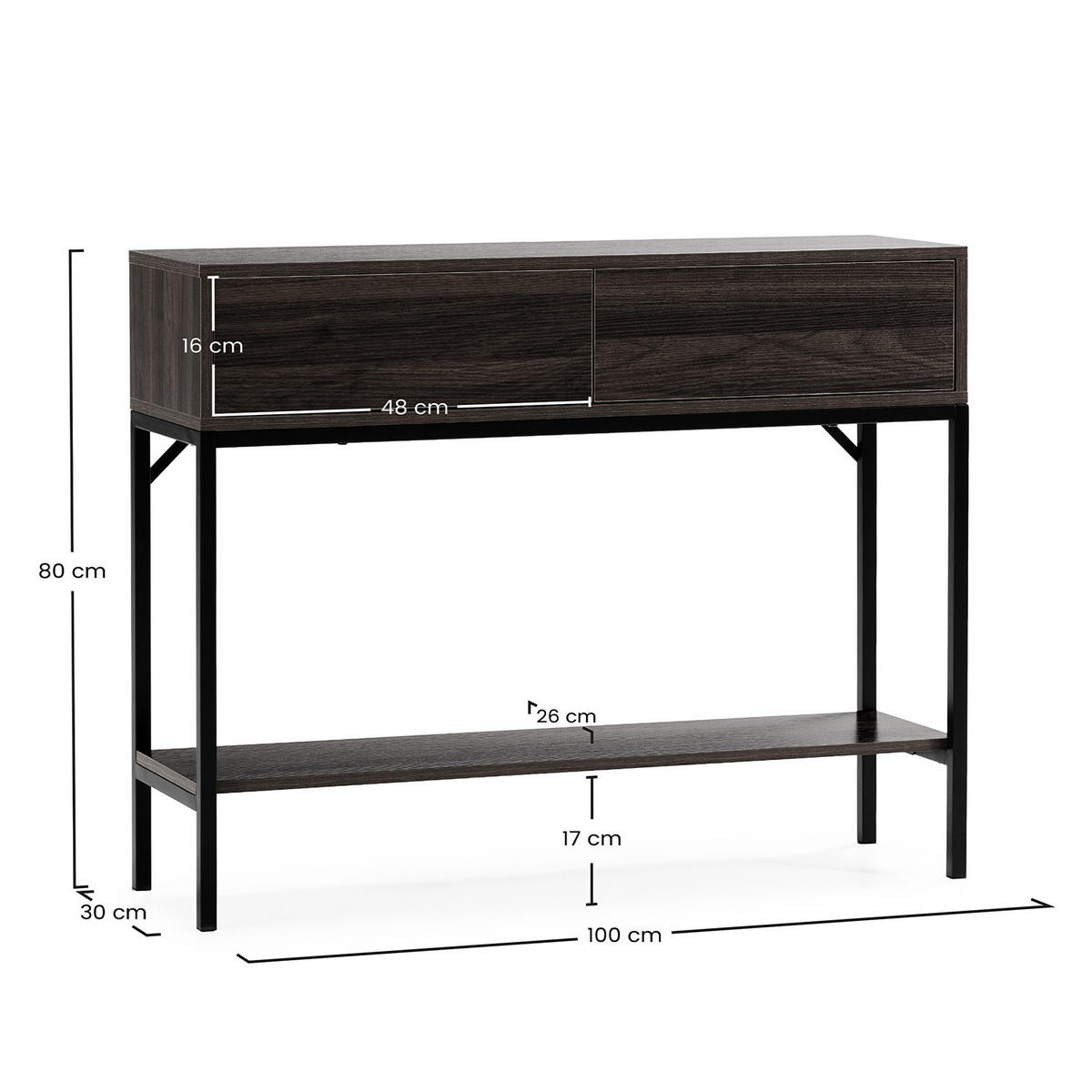 KONSOLENTISCH Auri 2 schubladen Walnuss-Optik - Walnussfarben, Holzwerkstoff (30/100/80cm) - VS Venta-stock