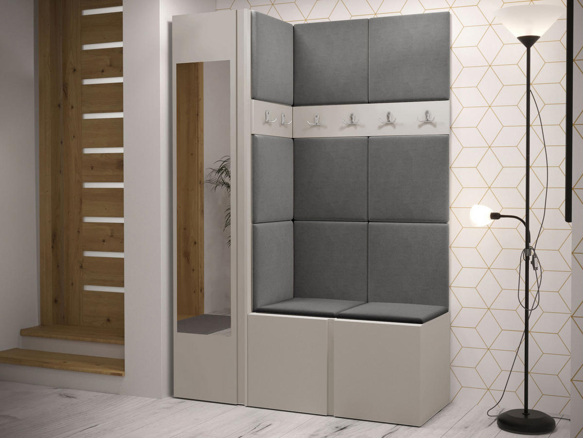 GARDEROBEN-SET Orion X - Kaschmir/Grau, Holzwerkstoff/Kunststoff (124/186/46cm) - MIRJAN24