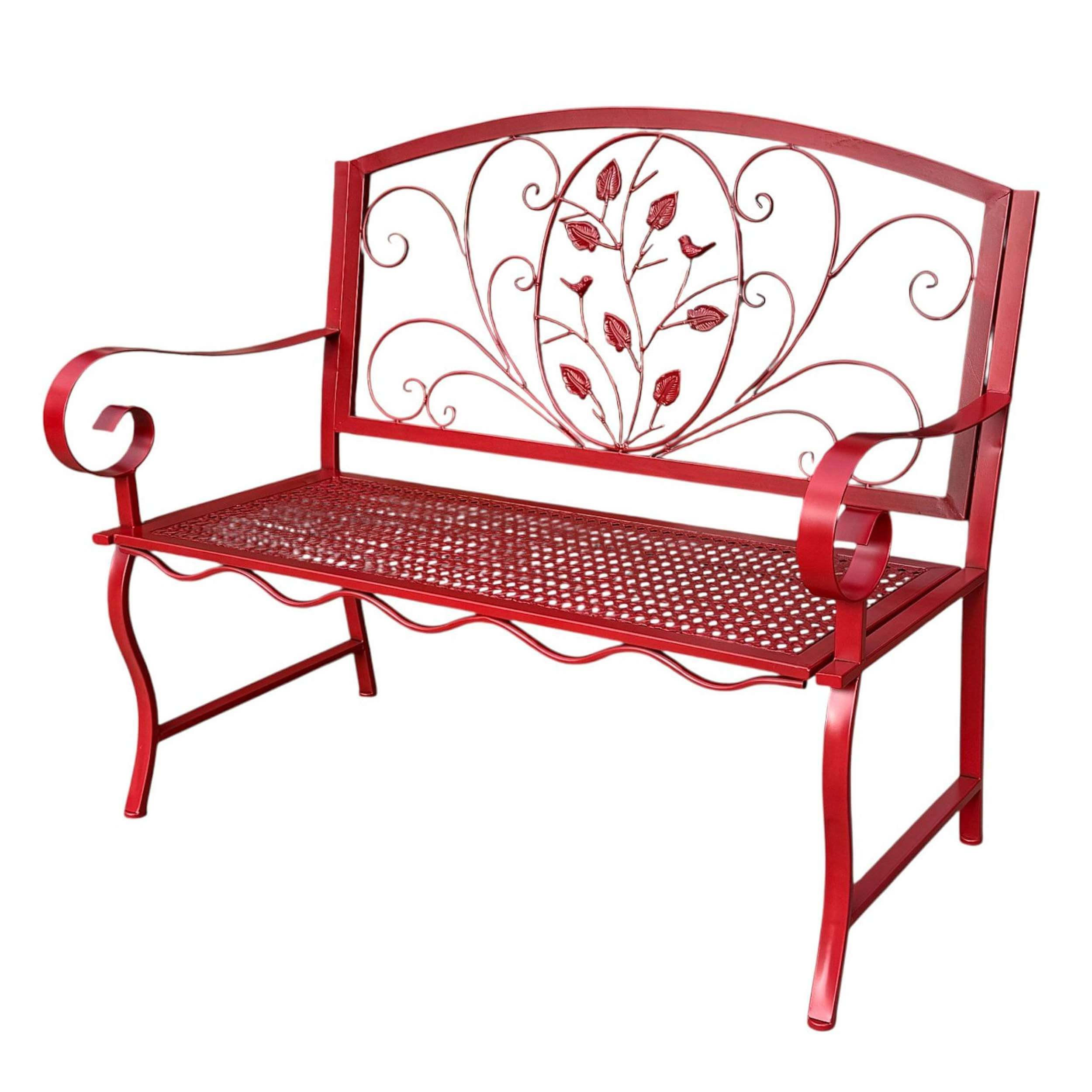 GARTENBANK Rossa Wetterfest 2 Sitzer Metall Rot 110 cm Eisen - Rot, Metall (58/100/110cm) - DanDiBo