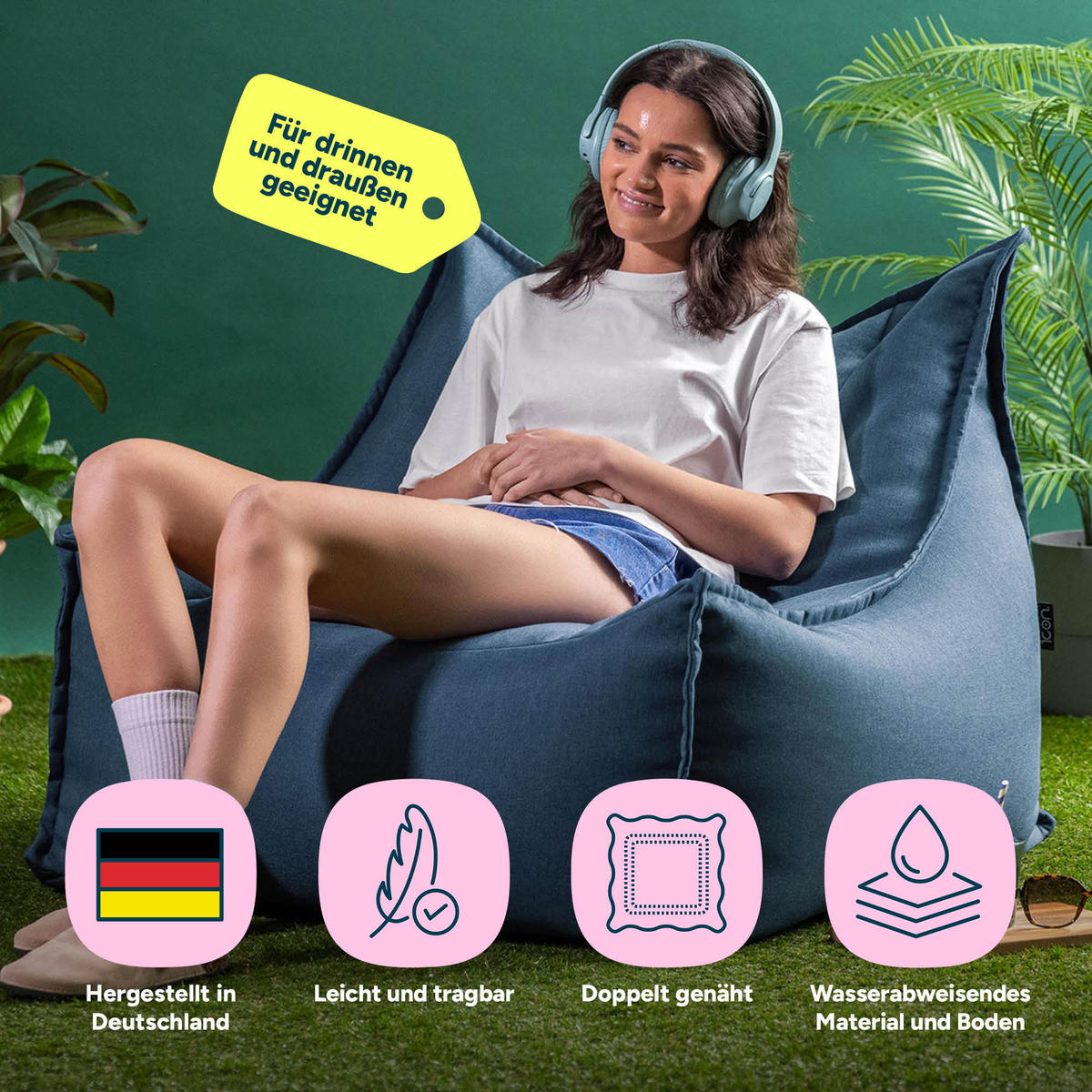 SITZSACK Outdoor Alto - Blau, Textil (94/75/94cm) - icon