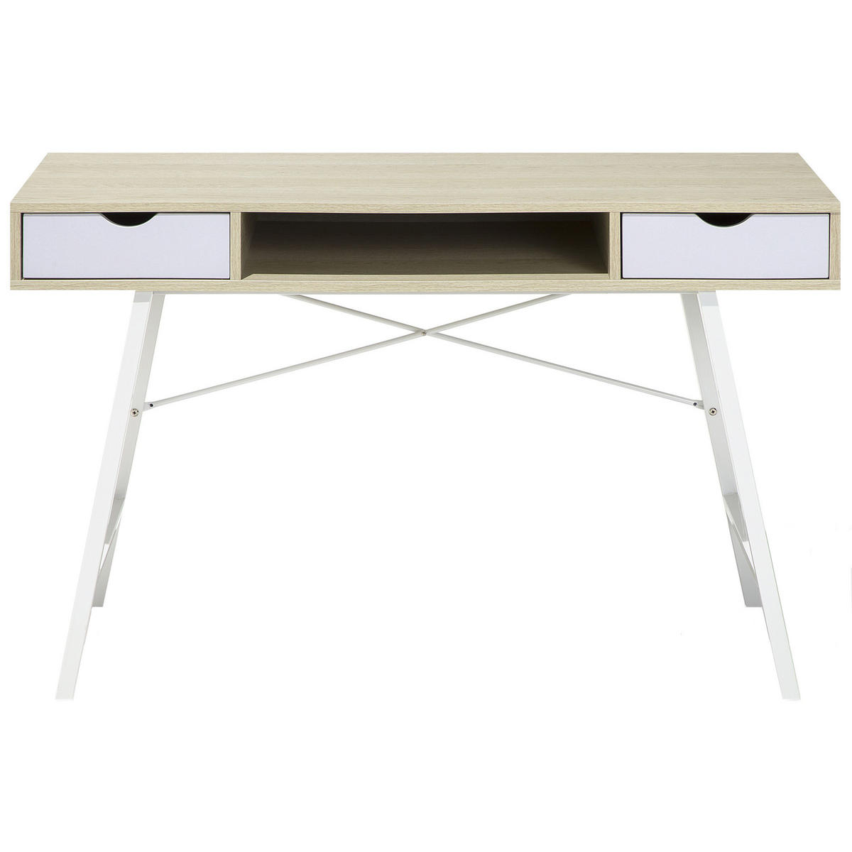 SCHREIBTISCH heller Holzfarbton/weiß 120/48/77 cm Clarita - Hellgrau, Holzwerkstoff (48/120/77cm) - Beliani