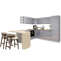 WINKELKÜCHE 240 cm x 280 cm - Aspen KA11-M280 - in Grau/Hochglanz - Grau, Holz (520/212/58cm)