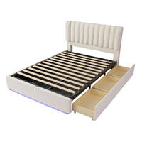 STAURAUMBETT 140/200 cm DE-32734 mit hydraulischem Stauraum und LED Beige - Beige, Holzwerkstoff (140/200cm) - ComfortXL