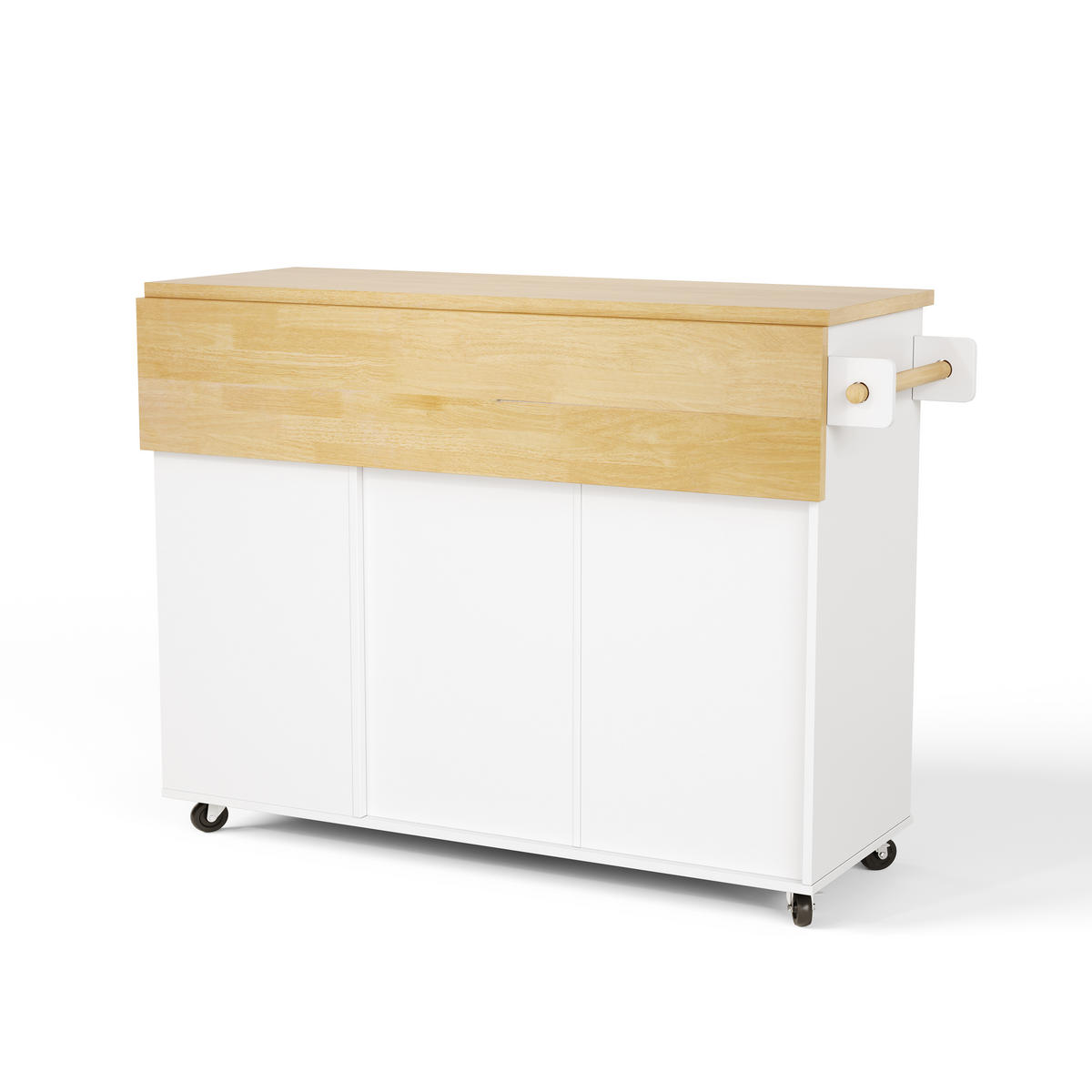 KÜCHENINSEL 130 cm MDF Weiß mit Klappbarer Arbeitsplatte und Feststellrollen - Weiß, Holzwerkstoff (70/93/130cm) - Korfee
