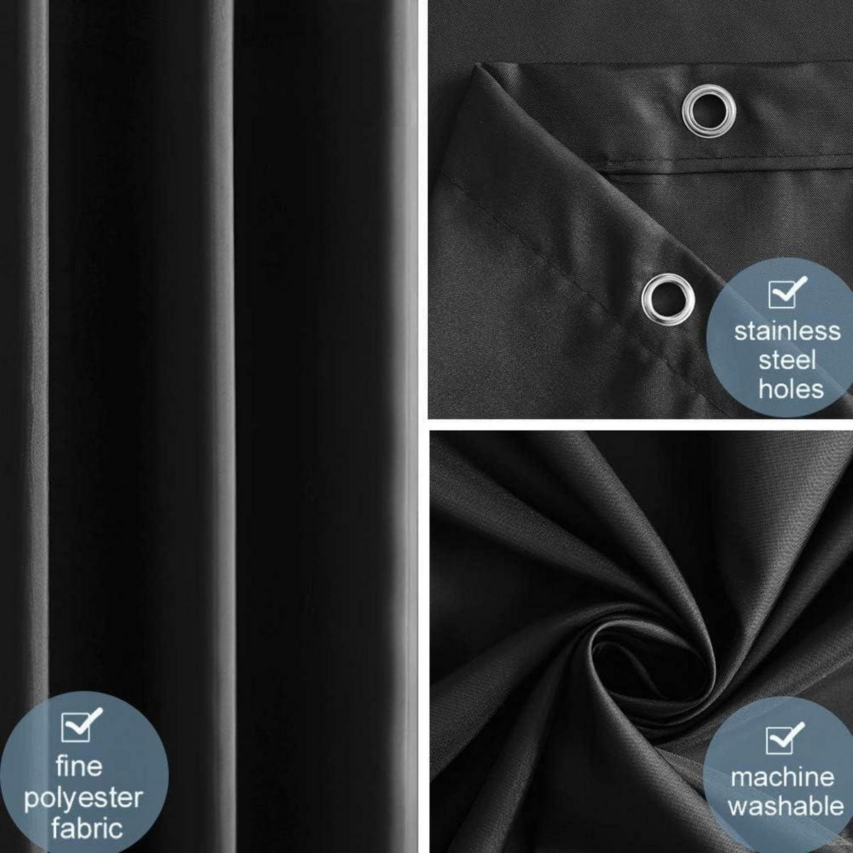 DUSCHVORHANG Polyester Schwarz 120 x 180 cm - Schwarz, Textil (120/180cm)