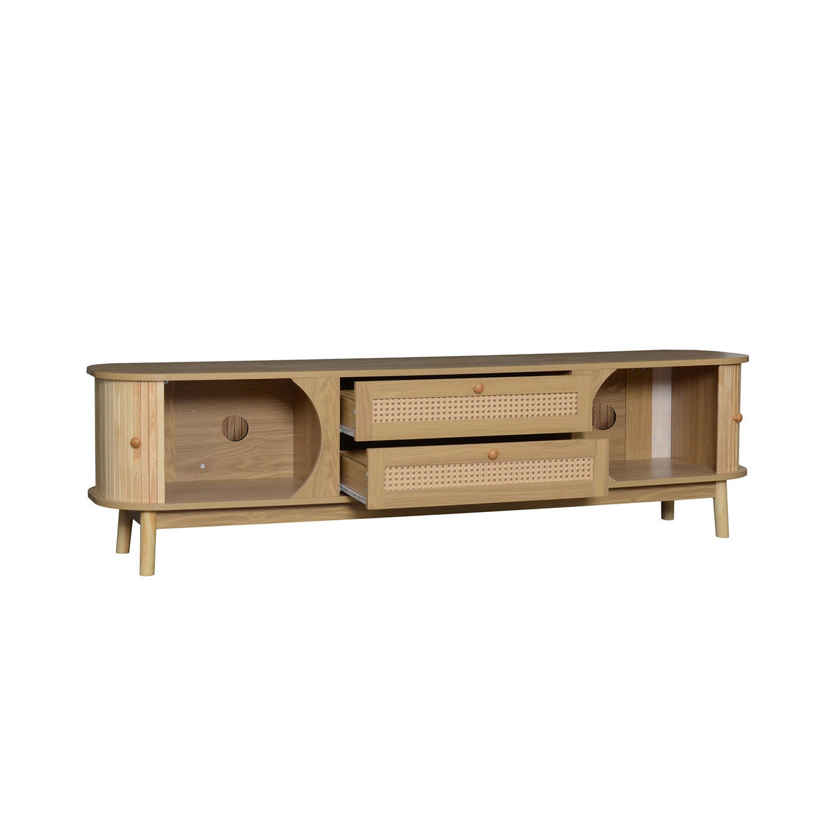 TV-ELEMENT 170/39.5/46 cm Nussbaum mit 2 Türen und 2 Schubladen - Ahornfarben, Holz (170/46/39.5cm) - Oxeza