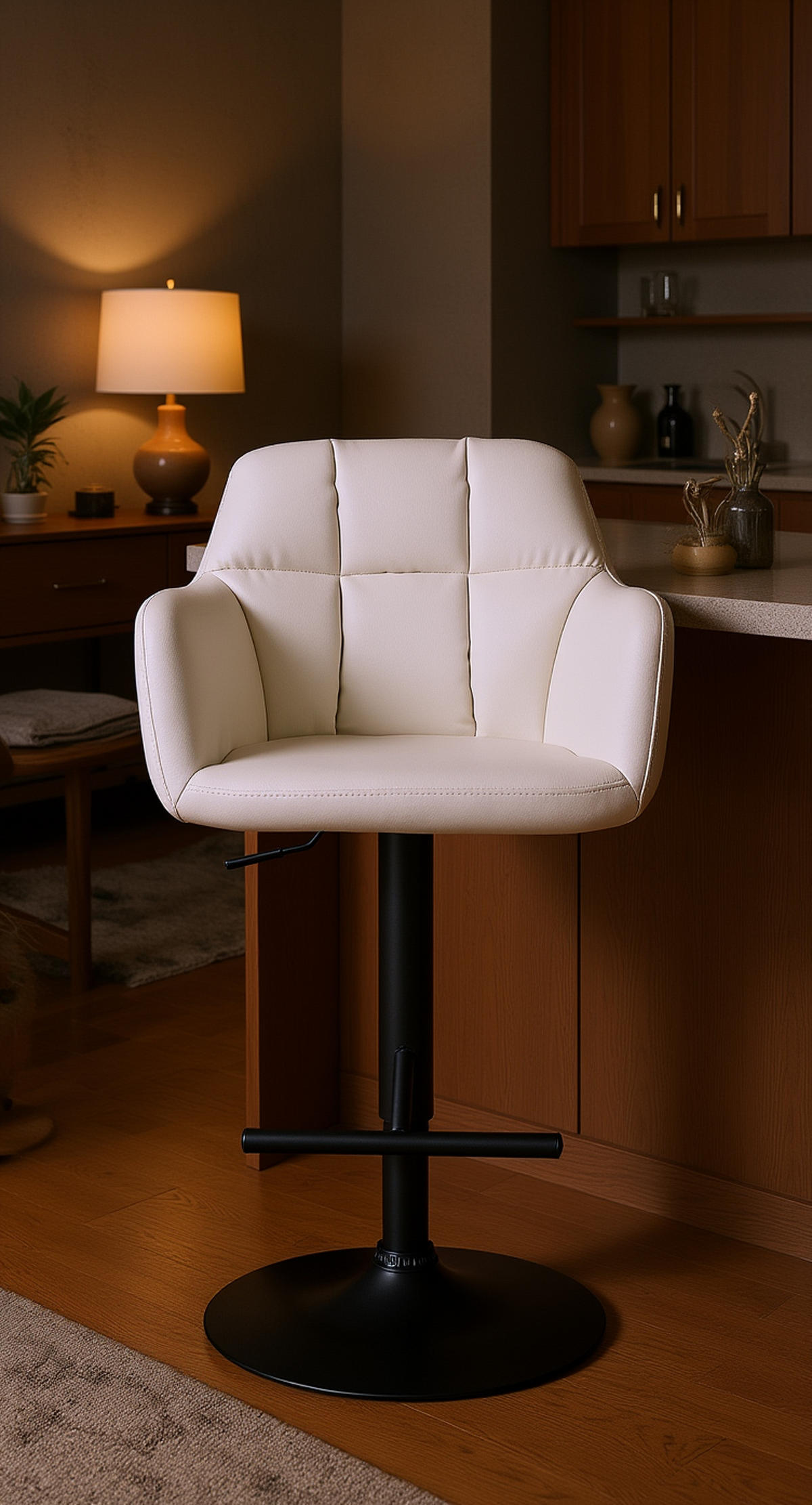 BARHOCKER Nardo Kunstleder schwarz weiß - Schwarz/Weiß, Kunststoff/Metall (57/118/59cm) - TPFLiving