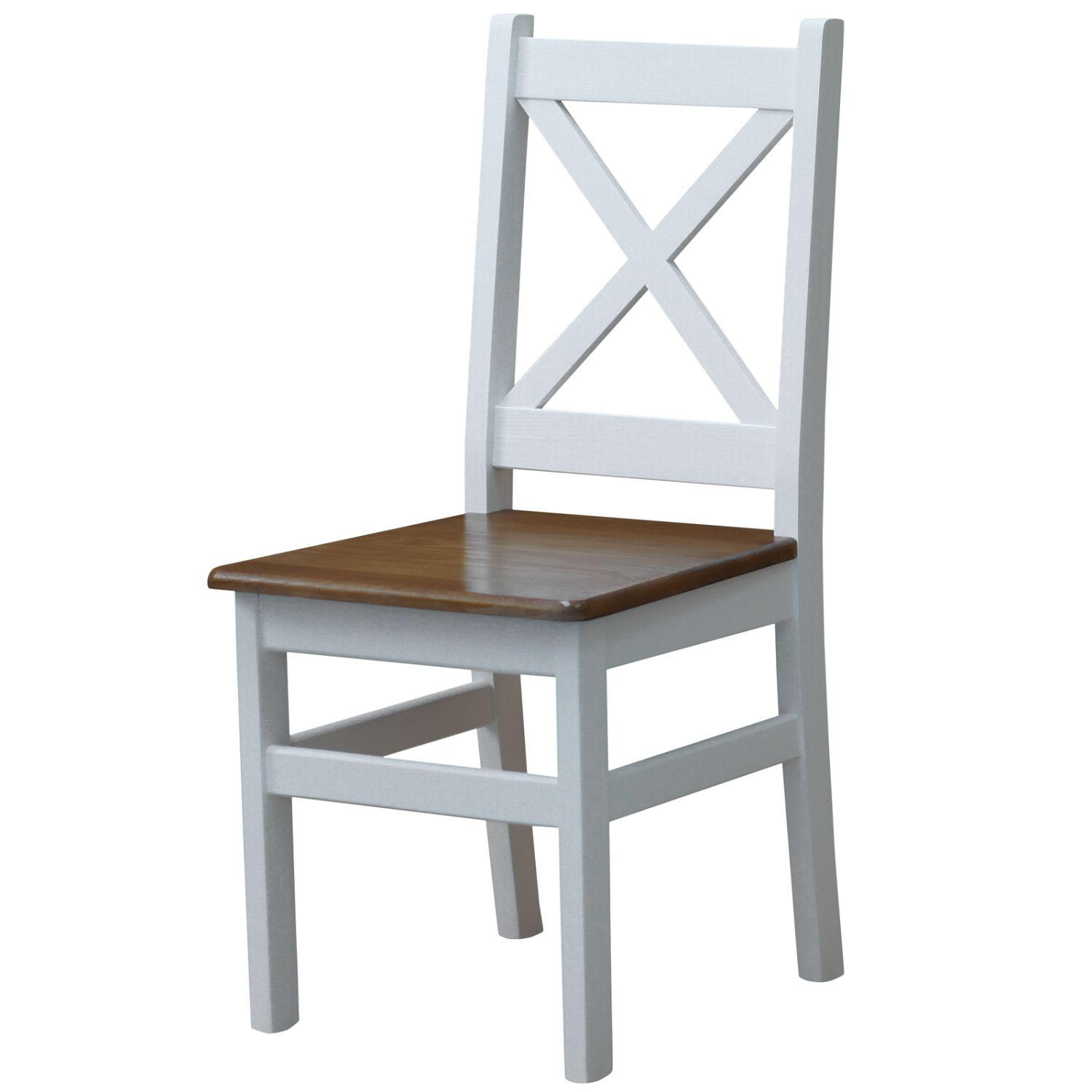 STUHL mit X-Rückenlehne, Weiss/Eiche, 96 x 42 x 42 cm - Eichefarben, Holz (42/96/42cm)