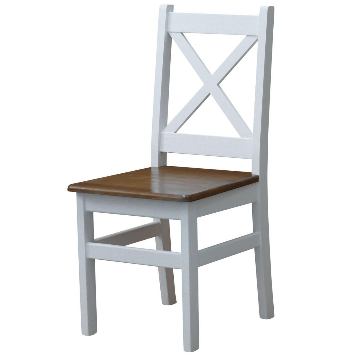 STUHL mit X-Rückenlehne, Weiss/Eiche, 96 x 42 x 42 cm - Eichefarben, Holz (42/96/42cm)