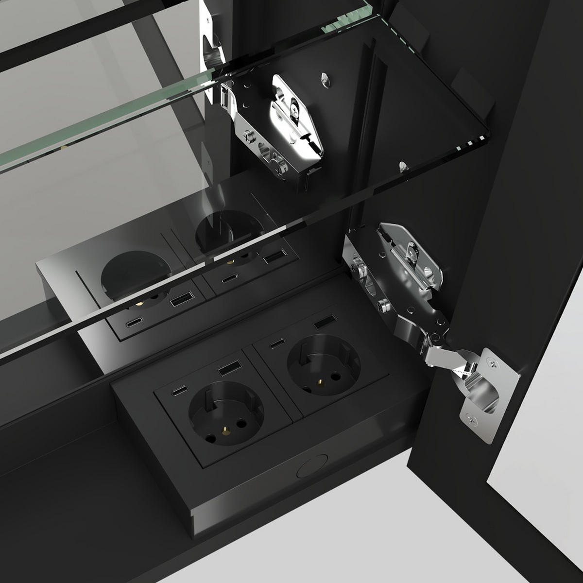 LED-SPIEGEL EVE - Farbe: Schwarz, Größe: 100 x 80 cm - Schwarz, Metall (100/80/13.3cm) - Home Deluxe