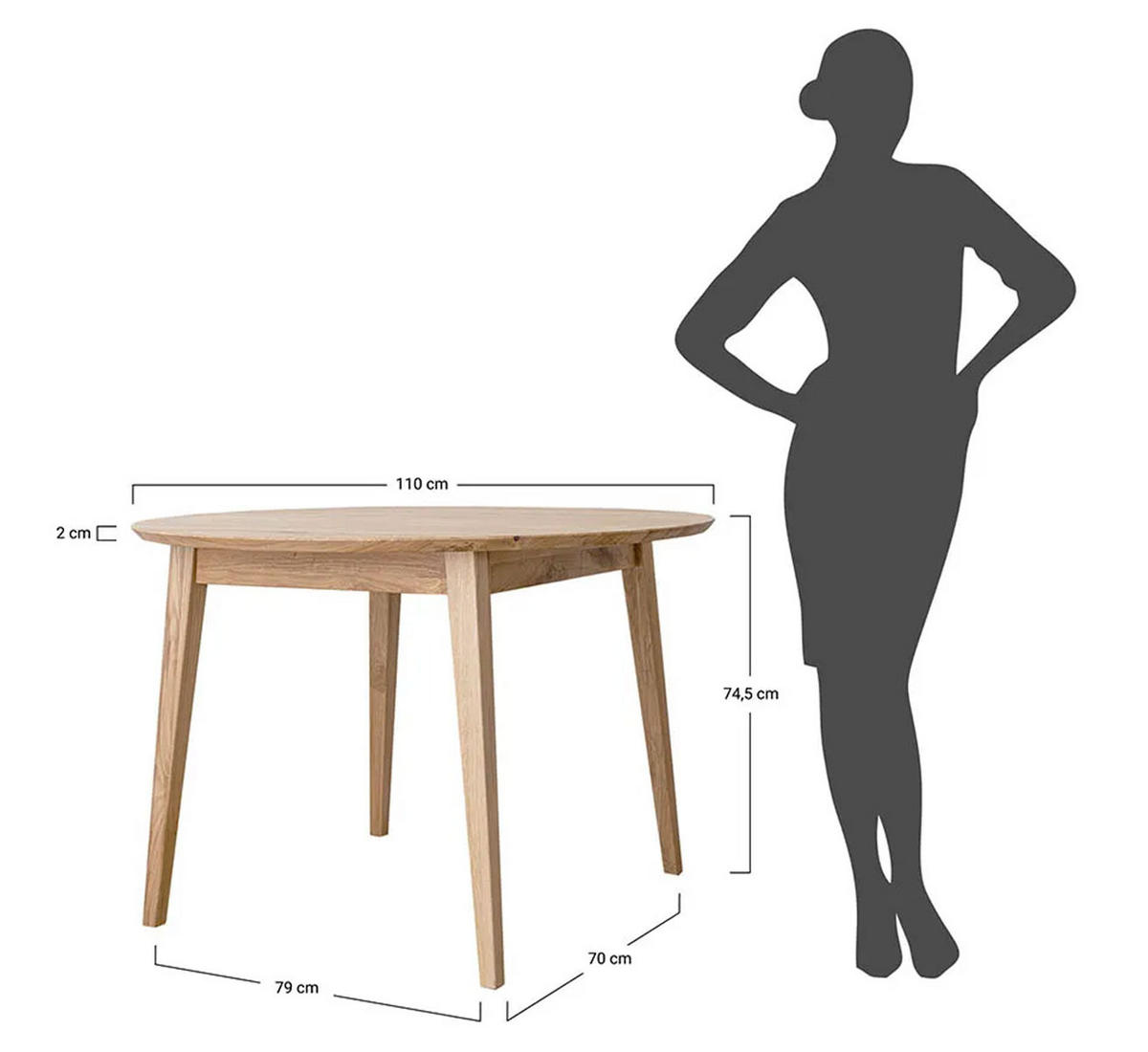 ESSTISCH Orbetello Wildeiche Natur 110 / 110 / 74,5cm - Eichefarben, Holz (110/110/74.5cm) - Feldmann-Wohnen