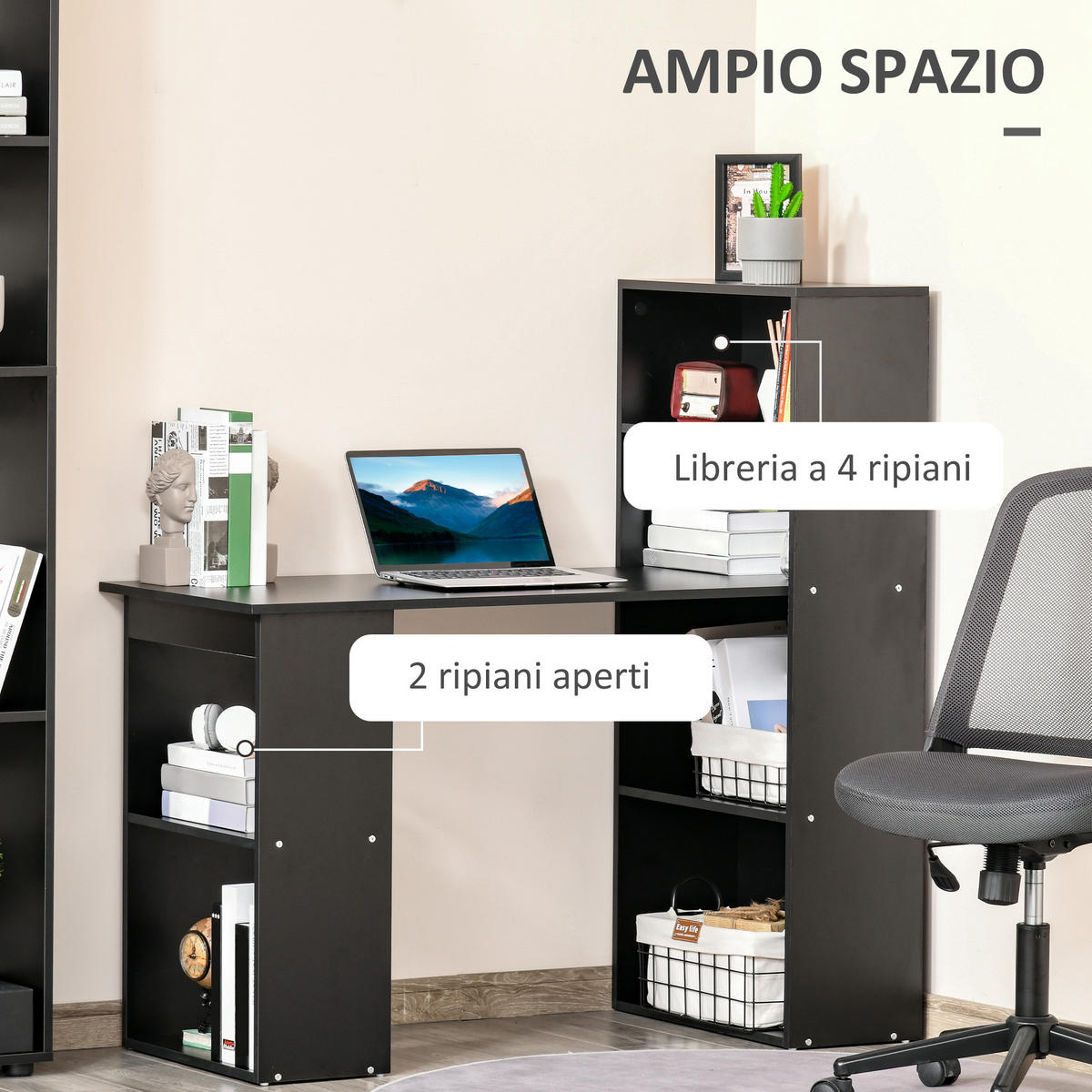 BÜROTISCH Schwarz 1 Stück - Schwarz, Holzwerkstoff (139.7/304.8/304.8cm) - GiPP